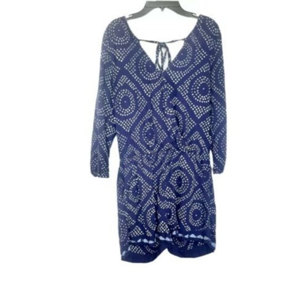 Sanctuary Romper Size XS Blue White Printed Polka Dot Short Womens Boho Colorful